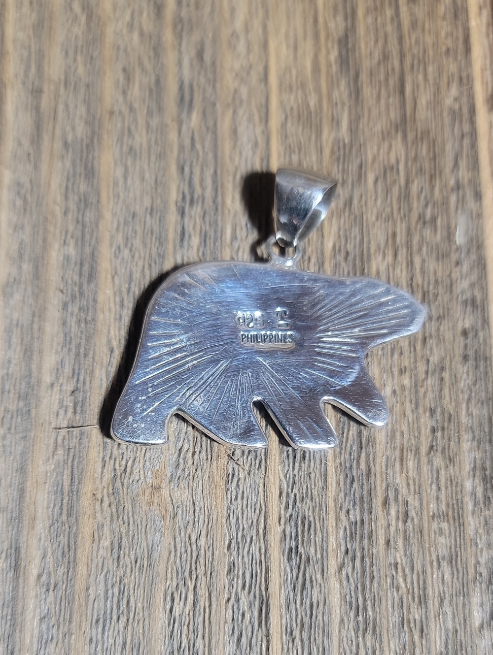 Sterling Silver Bear Mosaic Inlay Pendant - - Picture 4 of 9